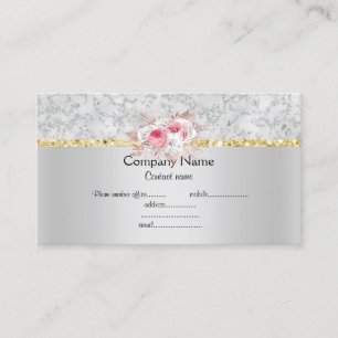 Silver Peach blommigt elegant semigloss- Visitkort