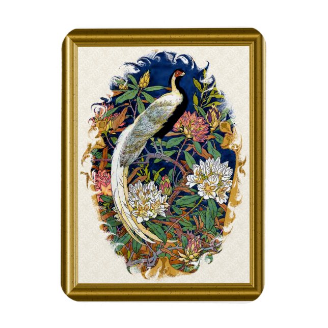 Silver Peacock Magnet (Vertikal)