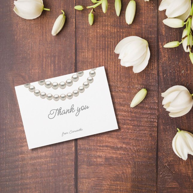 Silver Pearl Halsband Bröllopsfest Elegant  Tack Kort (Skapare uppladdad)