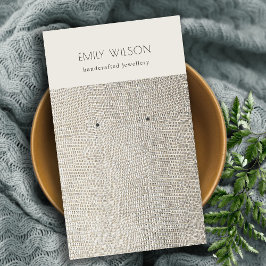 Silver Pearl Leather Struktur Earring Visning Visitkort