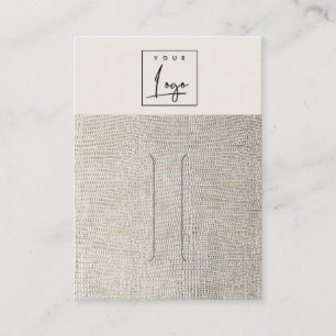 Silver Pearl Leather Struktur Hair Clip Visning Visitkort