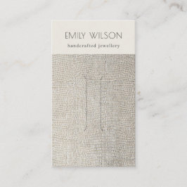 Silver Pearl Leather Struktur Hair Clip Visning Visitkort