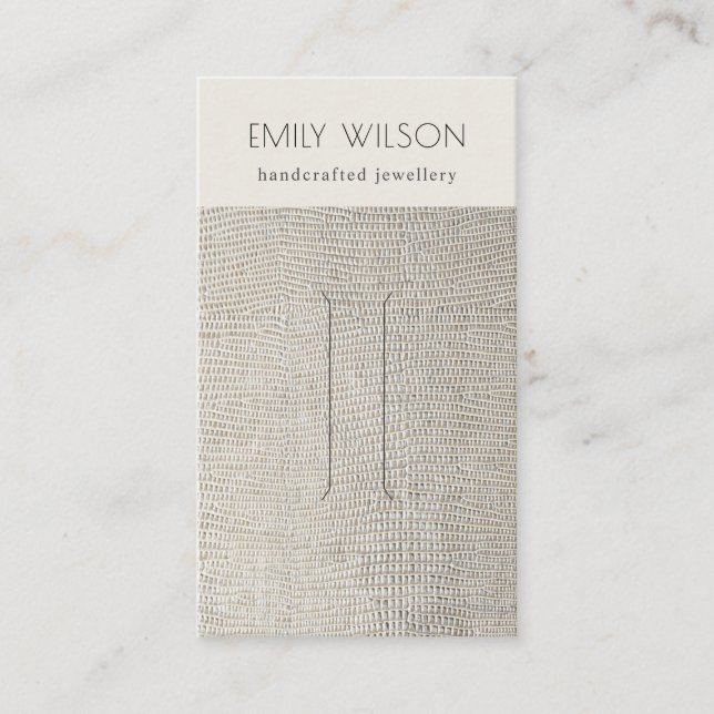 Silver Pearl Leather Struktur Hair Clip Visning Visitkort (Framsida)