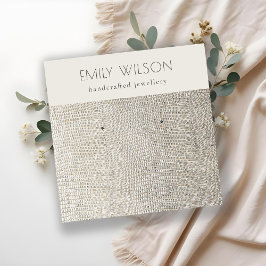 Silver Pearl Leather Struktur Stud Earring Visning Fyrkantigt Visitkort