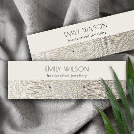 Silver Pearl Leather Struktur Stud Earring Visning Mini Visitkort