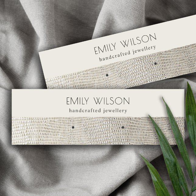 Silver Pearl Leather Struktur Stud Earring Visning Mini Visitkort (Skapare uppladdad)