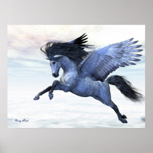 SILVER PEGASUS CANVAS POSTER