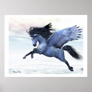 SILVER PEGASUS PRINT POSTER