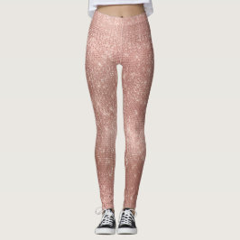 Silver-penselglaset glitter Rosa ros Guld Sparkly Leggings