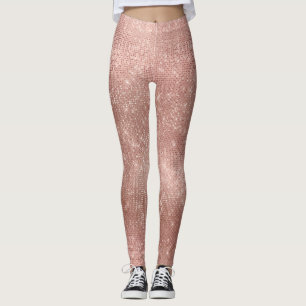 Silver-penselglaset glitter Rosa ros Guld Sparkly Leggings