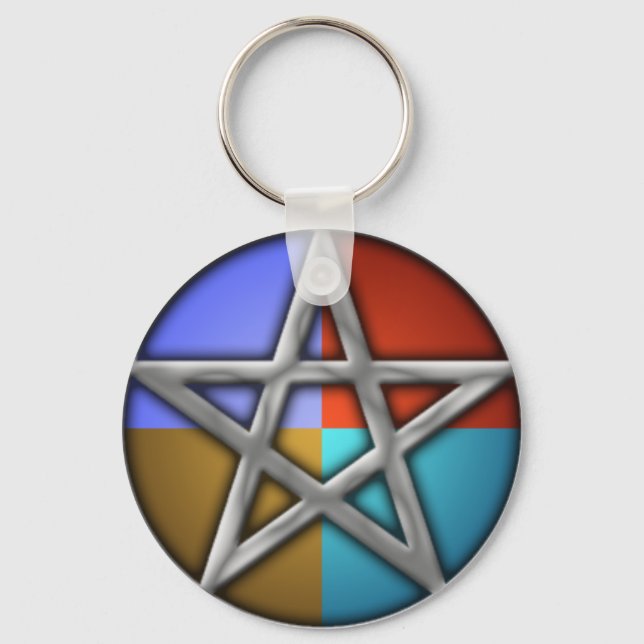 Silver Pentacle på Inslag Nyckelring (Framsida)