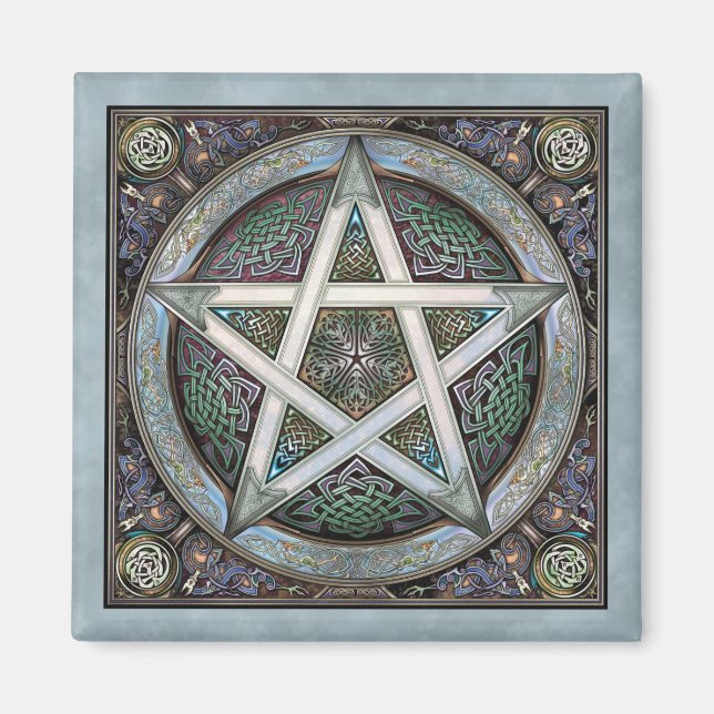 Silver Pentacle Square Magnet (Framsidan)