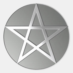 Silver Pentacle Sticker Runt Klistermärke
