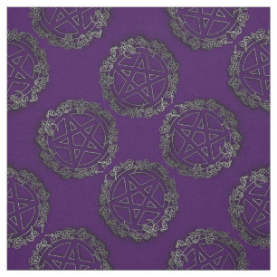 Silver Pentacles Pagan Goth Altar Fabric Tyg