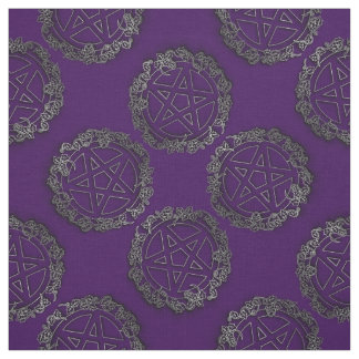 Silver Pentacles Pagan Goth Altar Fabric Tyg