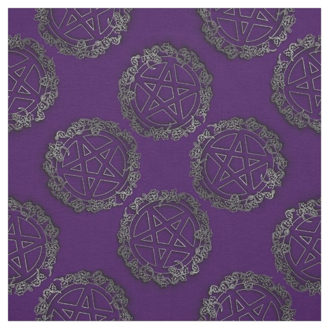 Silver Pentacles Pagan Goth Altar Fabric Tyg (Provkarta)