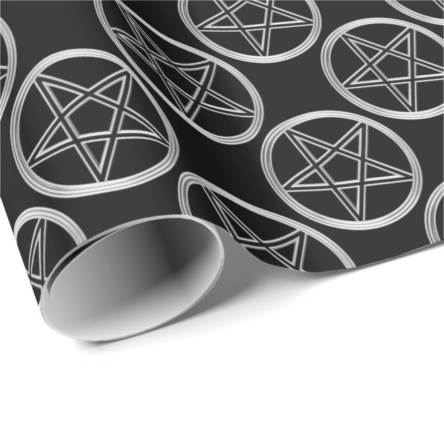 Silver pentagram presentpapper (Rullad Hörn)