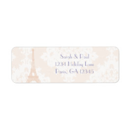 Silver Peony Damask Lavender Vintage Eiffel Torn Returadress Etikett