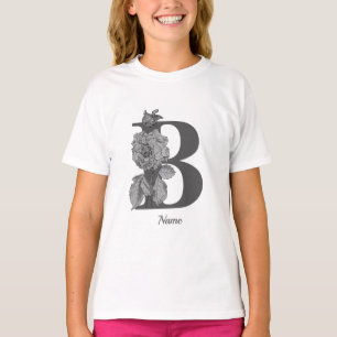 Silver Peony Elegant Monogram Initial B Namn T Shirt