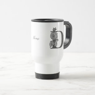 Silver Peony Elegant Monogram Initial D Namn Resemugg
