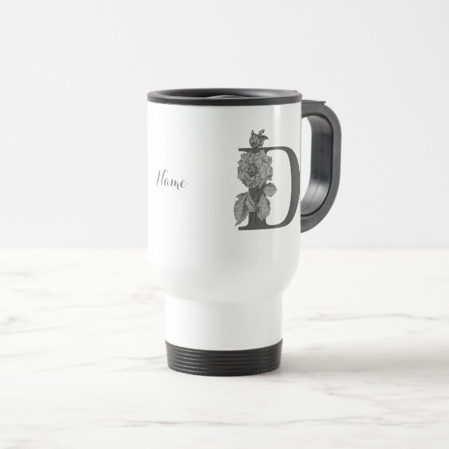 Silver Peony Elegant Monogram Initial D Namn Resemugg (Framsida höger)