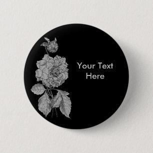 Silver Peony Flower Anpassade Button Knapp