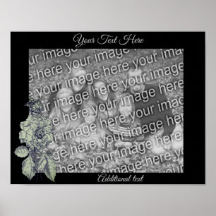 Silver Peony Flower-Personligen Lägg till ditt fot Poster