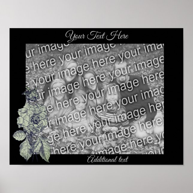 Silver Peony Flower-Personligen Lägg till ditt fot Poster (Framsidan)