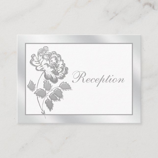 Silver Peony på vita linen-inhägnadskort Tilläggskort (Framsida)