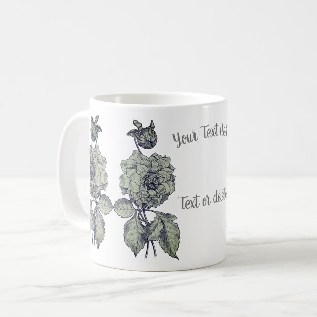 Silver Peony Personlig Kaffemugg (Framsida vänster)