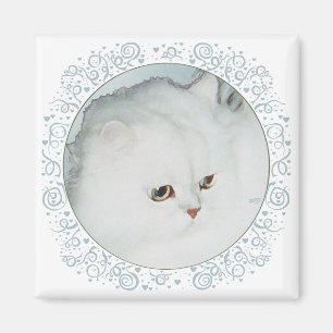 Silver Persisk Katt Huvudstudie Magnet
