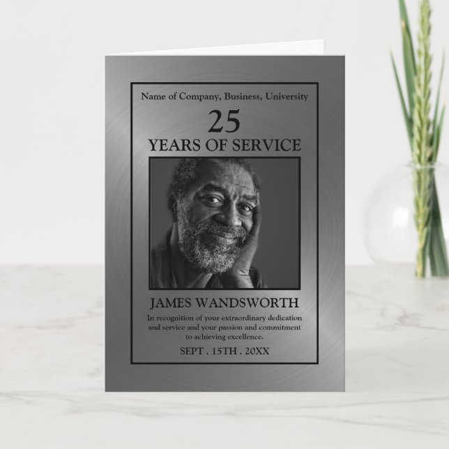 Silver/Personalised Photo - Employee Award Card Kort (Framsida)