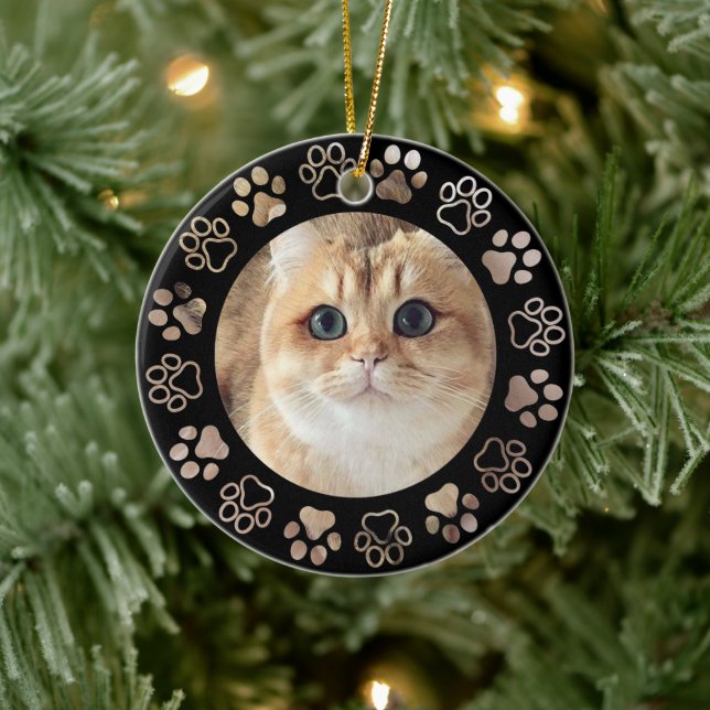 Silver Pet Tass Anpassningsbar Cat Photo Julgransprydnad Keramik (Träd)