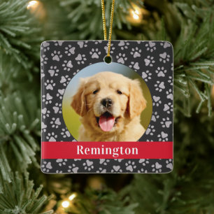 Silver Pet Tass avtryck Red Anpassningsbar Hund Na Julgransprydnad Keramik