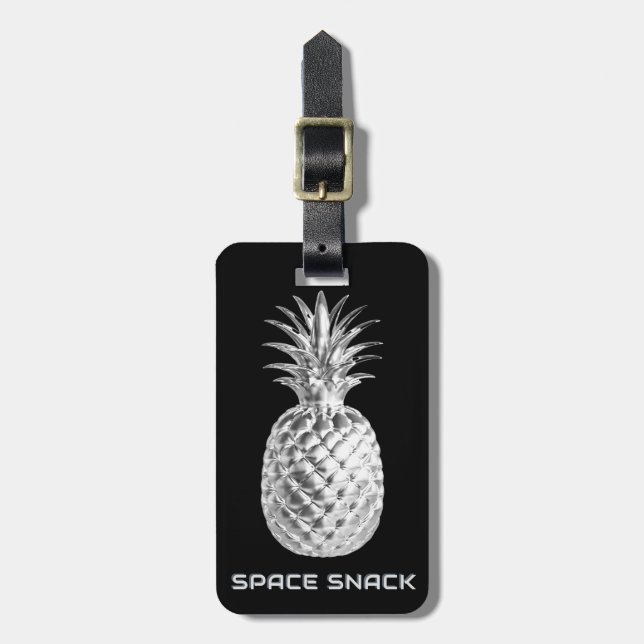Silver Pineapple Space Food Tropical Fruit Anpassn Bagagebricka (Vertikal Framsida)