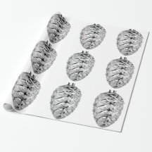 Silver Pinecone Ornaments Wrapping Papper
