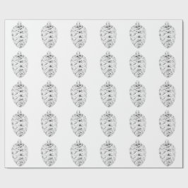 Silver Pinecone White Wrapping Papper Presentpapper