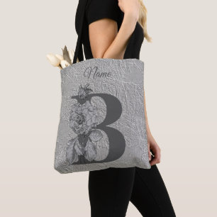Silver Pion Elegant Monogram Initial B Namn Tygkasse