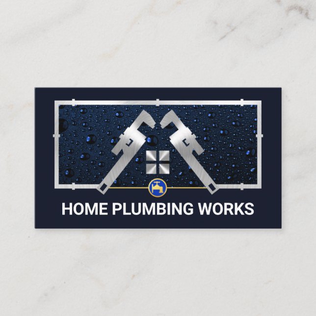 Silver Pipe Wrench Home Plumpling Visitkort (Framsida)