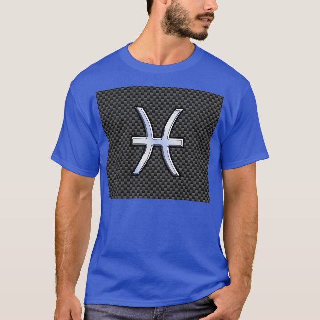 Silver Pisces Zodiac-tecken på koldioxidfiberutskr Tee Shirt (Framsida)