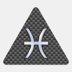 Silver Pisces Zodiac-tecken på koldioxidfiberutskr Triangelformat Klistermärke