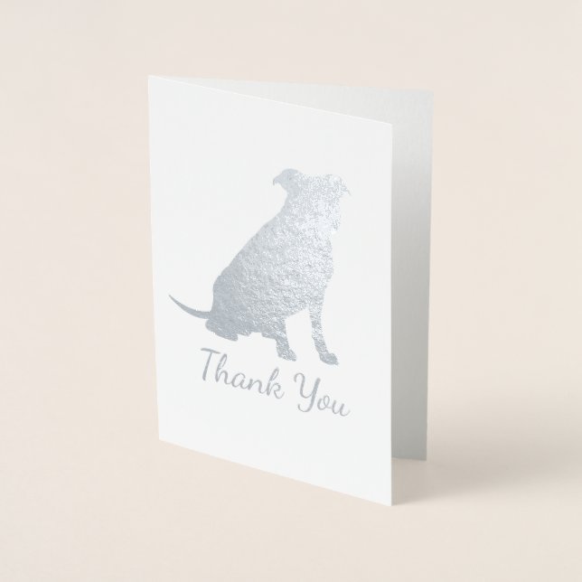 Silver Pit Bull Dog Baby Shower Girl Pitbull Folierat Kort (Framsida)