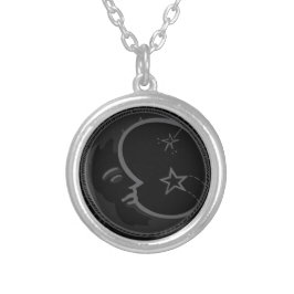 [Silver Plated] Celestial Dark Moon Silverpläterat Halsband