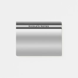 Silver Platina Glans Chic Modern Personlig Post-it Block