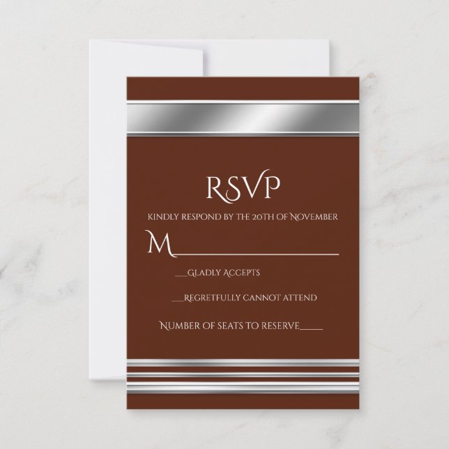 Silver Platinum Glans Elegant RSVP-kort - ALLA FÄR OSA Kort (Framsida)