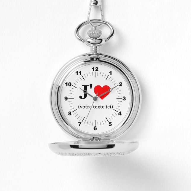 Silver Pocket Watch - Anpassningsbar I Heart Armbandsur (Framsida)