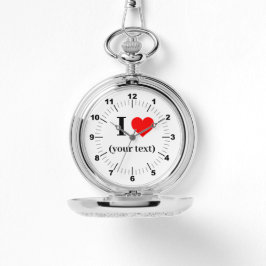 Silver Pocket Watch - Anpassningsbar I Heart Armbandsur