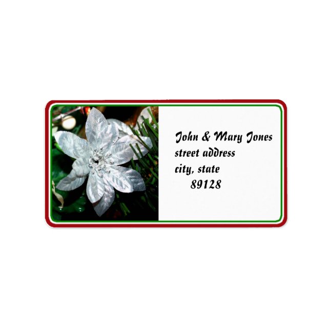 Silver Poinsettia Ornament Adressetikett (Framsidan)