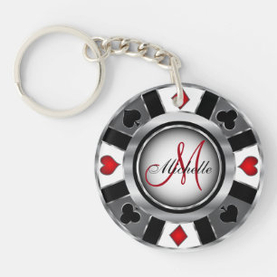 Silver Poker Chip Design - Monogram