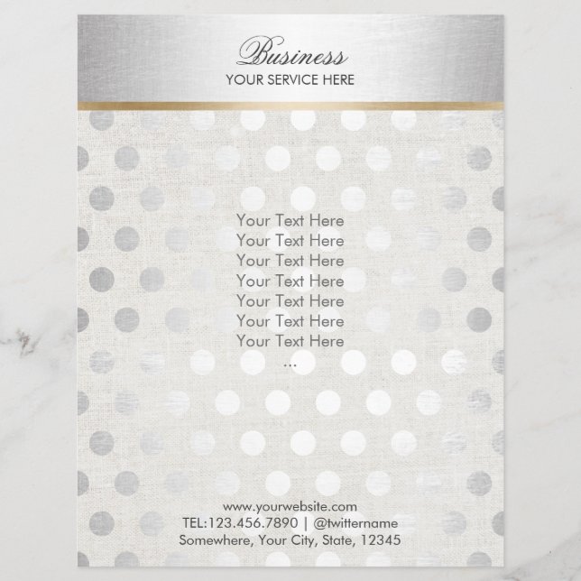 Silver Polka dots Classy Linen Salon Spa Brochures Reklamblad (Framsidan)